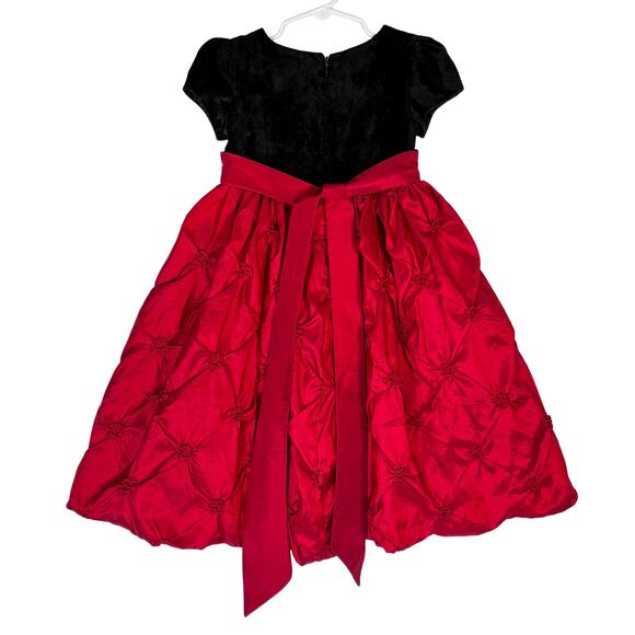 Cinderella Couture Girls Black Velvet and Red Satin Christmas Holiday Dress | 3T - Picture 2 of 6